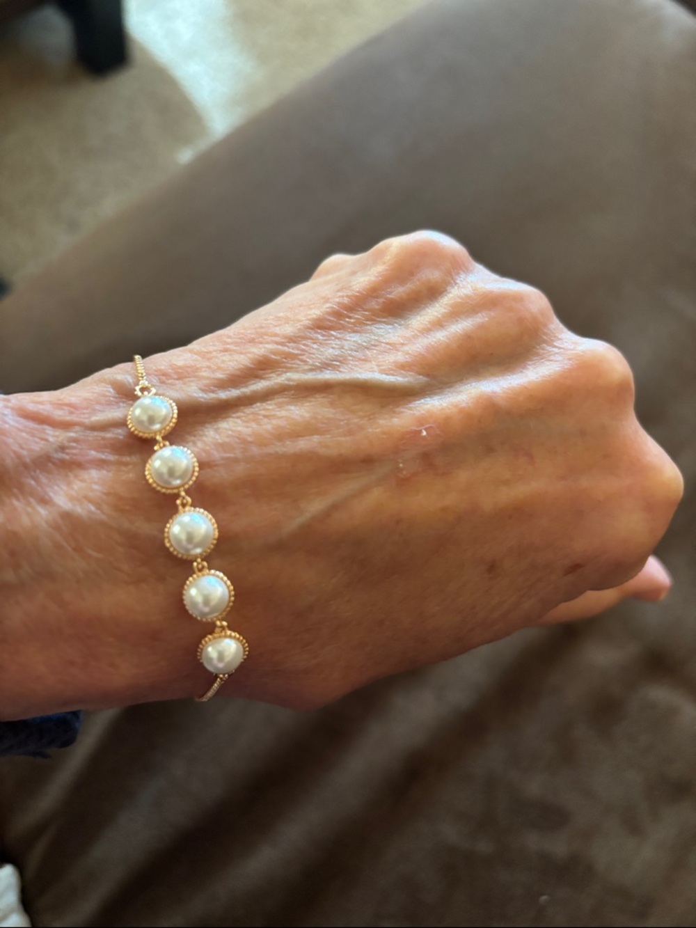 Pretty Bird Jewelry Rosegold adjustable bracelet with pearl accents